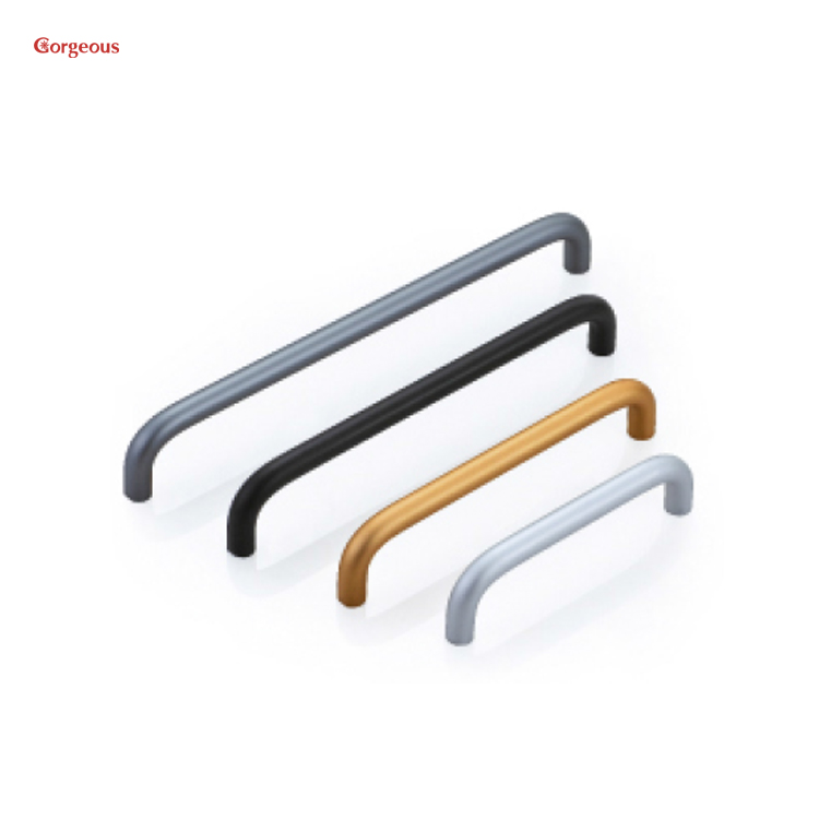 classical round pip tube silver and gold bridge drawer handle aluminium golden pull knob for furniture kitchen cabinets