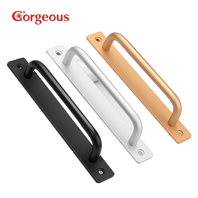 furniture pull handle sliding barn door handle push pull handle with plate