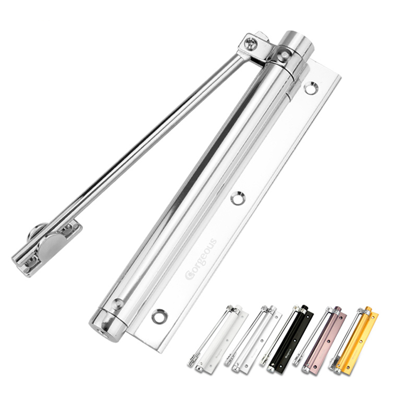 hardware types mini surface mounted aluminium alloy soft gate closer punch free automatic small spring door closer