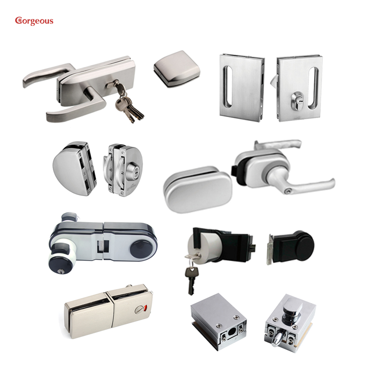 tempered center knob glass to glass lock bathroom system partition frameless key sliding  door locks for glass doors