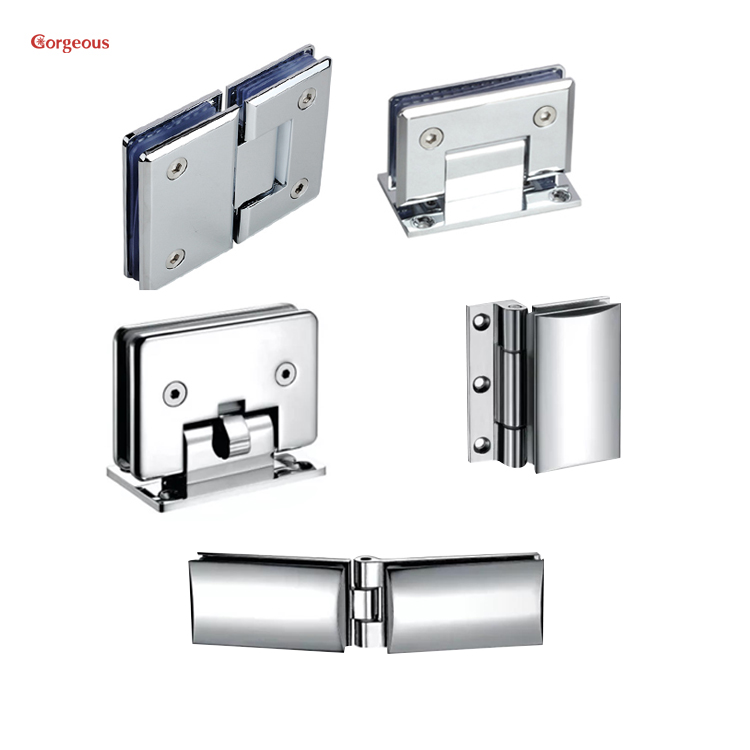 bathroom accessories glass to wall pivot clamp hinge zinc alloy door hardware clip corner 90 degree glass shower hinge