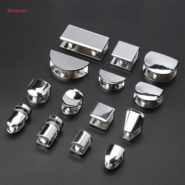 Gorgeous glass u-bracket holder clip clamp black zinc alloy fixing glass support tempered frameless square clamps for glass
