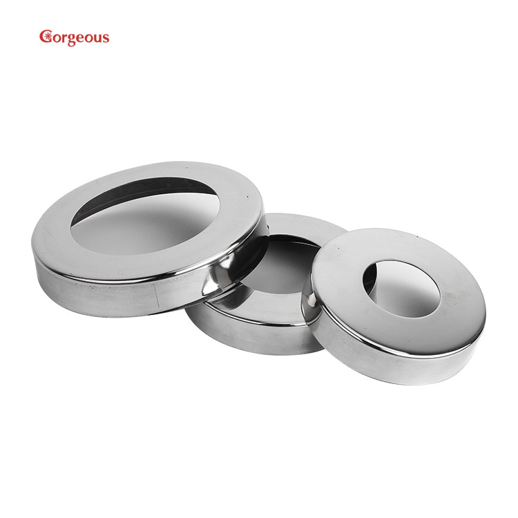 manufacturer professional stair parts cover stainless steel handrail flange cover mirror mount handrail cover