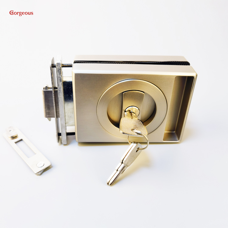 zinc alloy square cavity double hook turn privacy hidden pull handle slide pocket door lock hardware sliding glass door lock