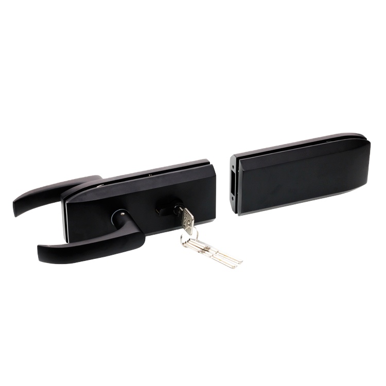 Gorgeous With Key Office Glass Door Stainless Steel Black Handle High Partition Locks Single Or Double Frameless Glass Door Lock
