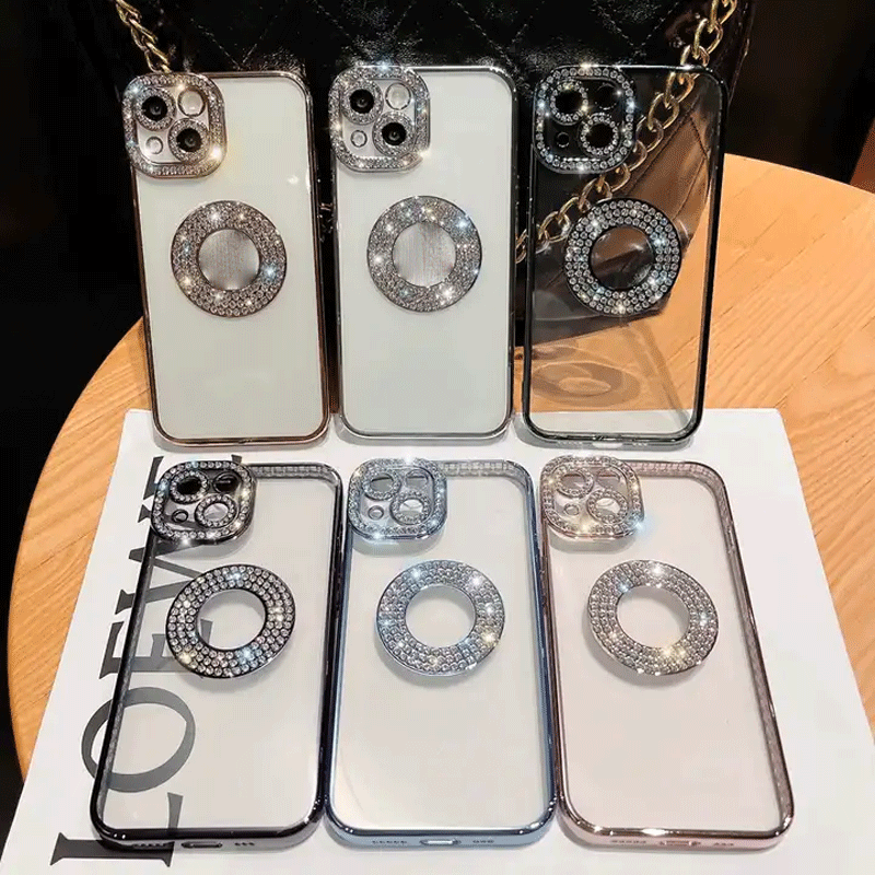 Luxury Bling Diamond Phone Case Gir's Transparent Silicon Soft Cover Cases For Iphone 11 12 13 14 15 Pro Max