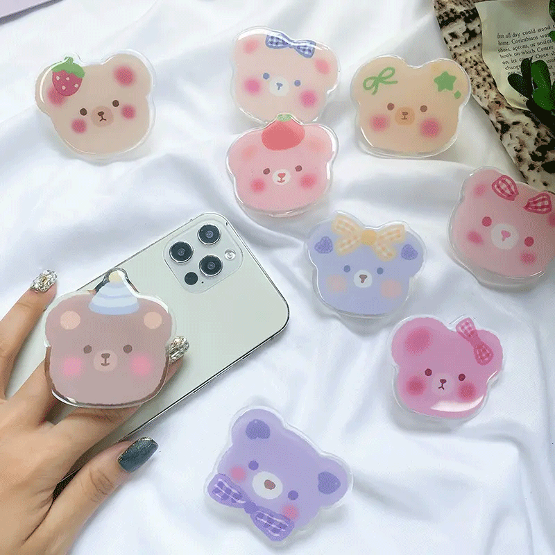 Portable Korea Cute Bear Mobile Phone Bracket Desktop Support Mobile Phone Holder Girl Heart Simple Chase Drama Artifact