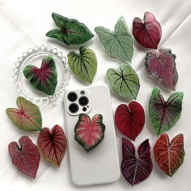 Wholesale Universal Popular Mobile Phone Accessories Phone Stand Leaf shape Acrylic Mobile Holder Phone Socket