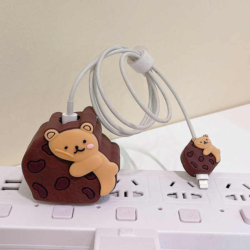 Factory price cartoon cute charging usb data cartoon cable protector silicone mobile phone charger protector set