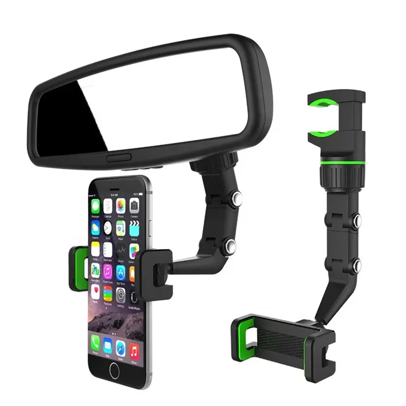 New Design Stable Clip Mount Rearview Mirror Phone Holder 360 Degree Adjustable Car Mirror Mount Bracket Phone Holder