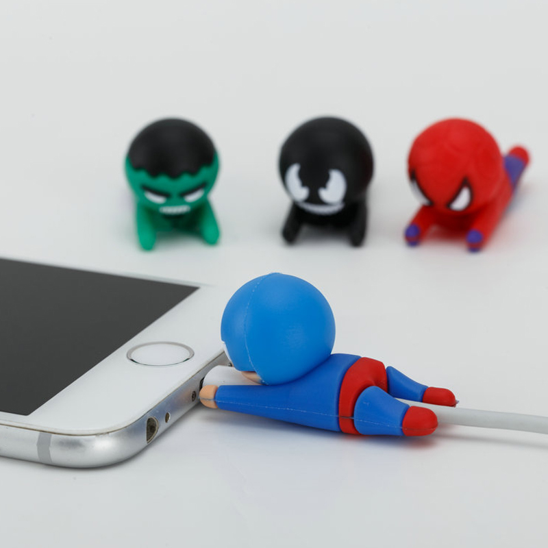 Wholesale cute creative cartoon shape cell phone data cable anti-break silicone protective cover