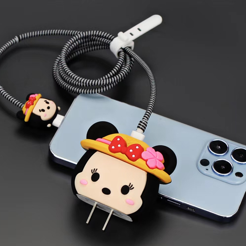 New cartoon charger protective sleeve for Iphone fast charging head 18/20w charging head protector cable winder