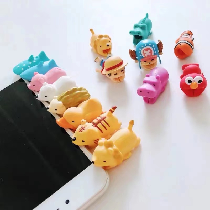 Christmas gift take a libe  usb cord pvc cartoon animal bite for iphone charger cable protector