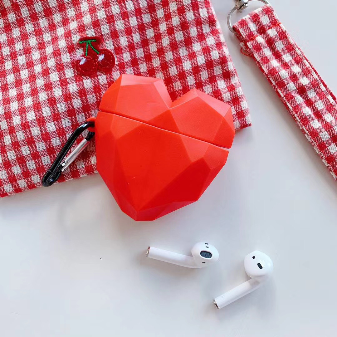 3D red diamond love heart  girl gift cartoon silicone earphone case for i9s/i10/i11/i12/i13/i17/i23/i25/i27/i100