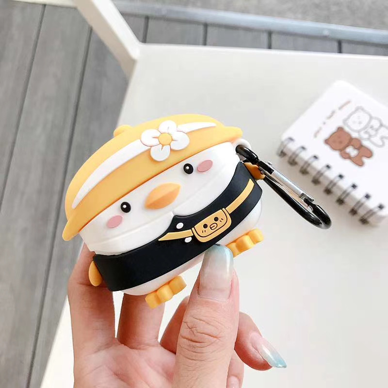 3D cartoon cute duck  shape hot sell product silicone rubber earphone case for i9s/i10/i11/i12/i13/i17/i23/i25/i27/i100