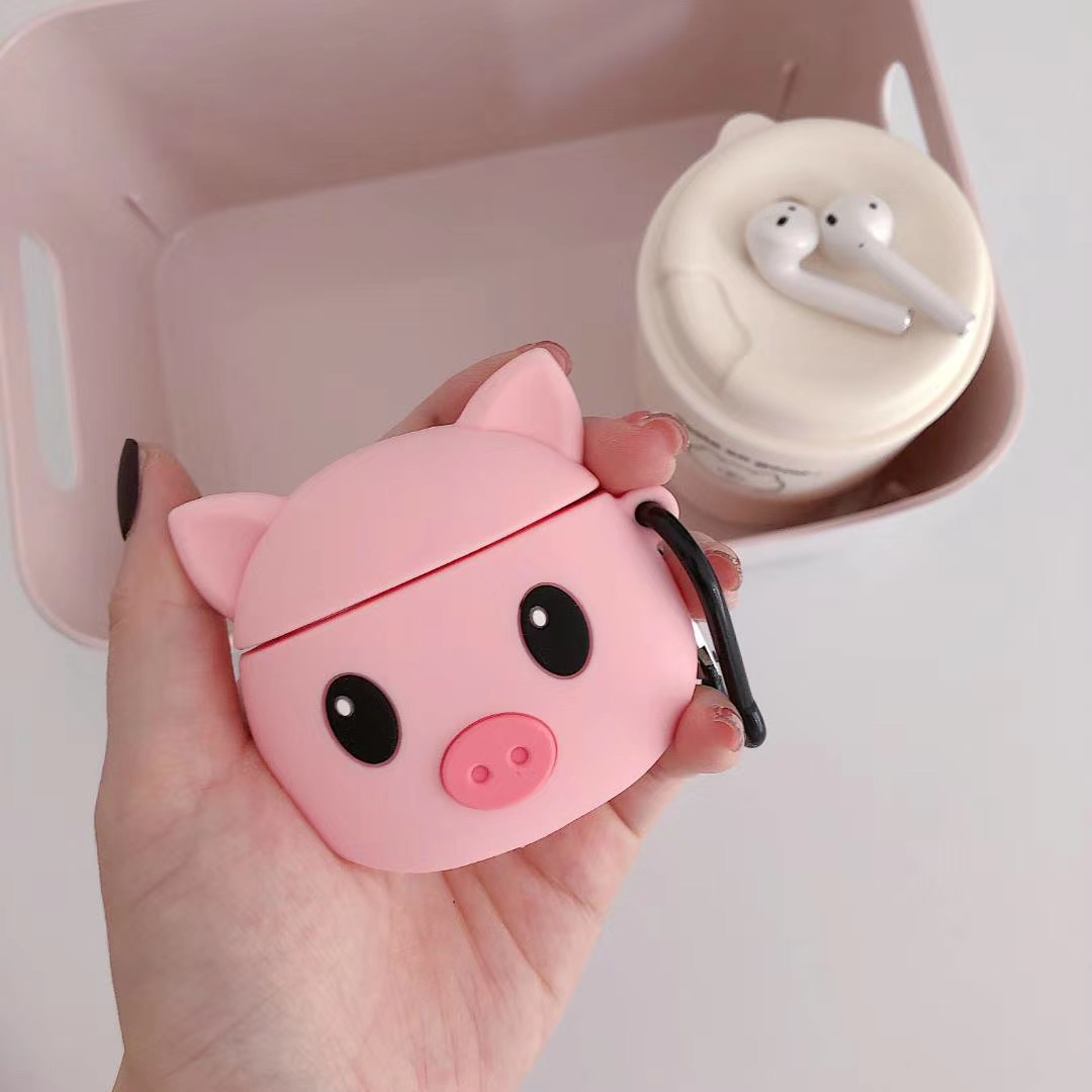 3D cute animal pink pig wireless earphone case for airpods 1/2/pro