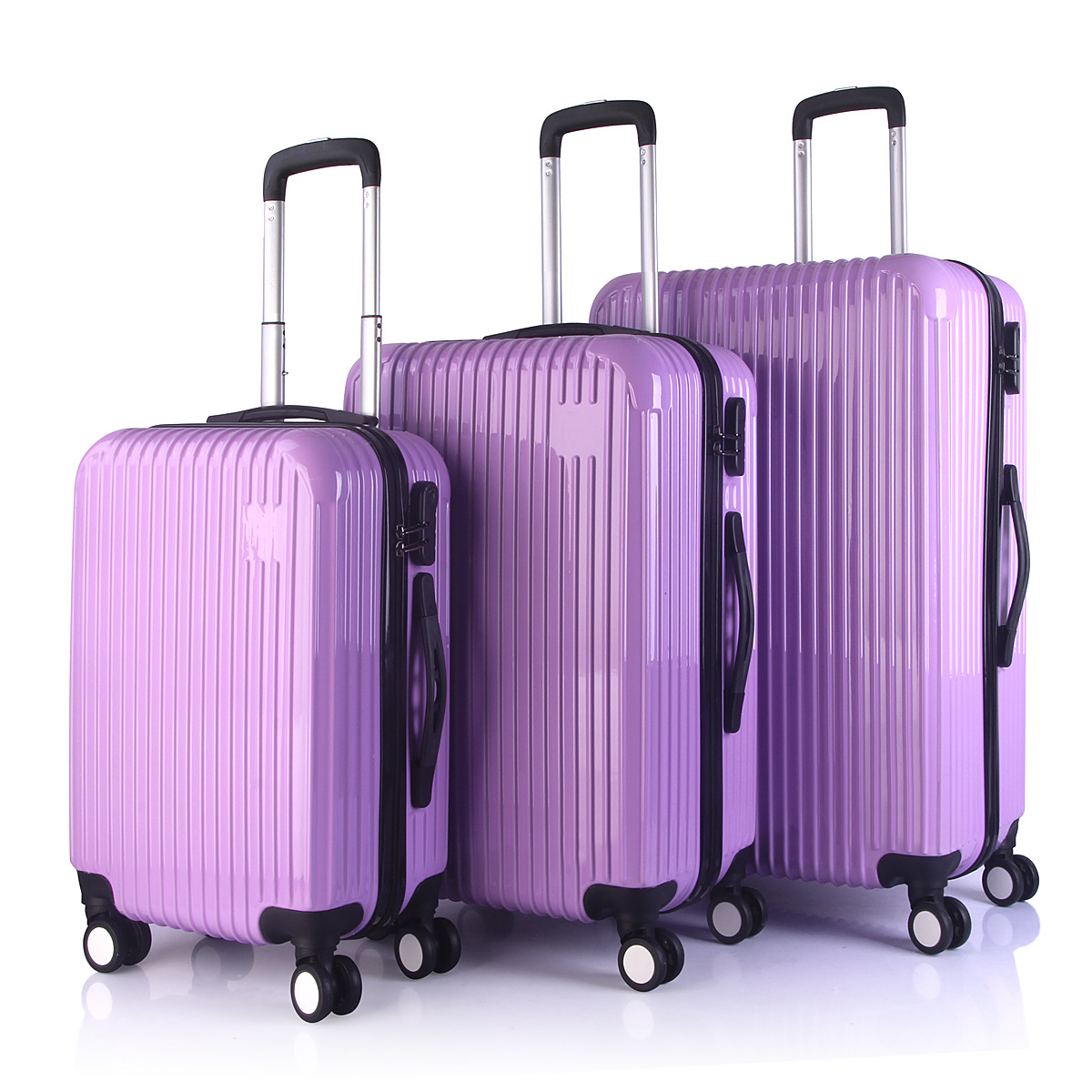 Custom Logo Hard Shell Luggage 20" 24" 28" 3 Pieces ABS PC Suitcases Set Wheeled Travel Suitcase