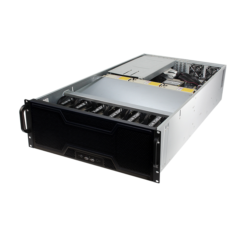 High performance AI Server Case  4U 10 Gpu Rack mount Supports A100 4090 4+1 CRPS PSU For Deep Learning AI Training Server