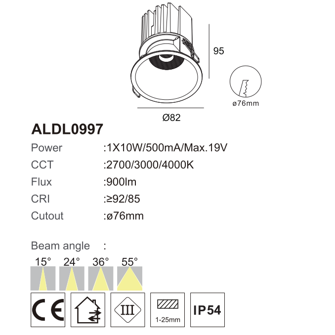 DownLight Salle de bain 10W IP44