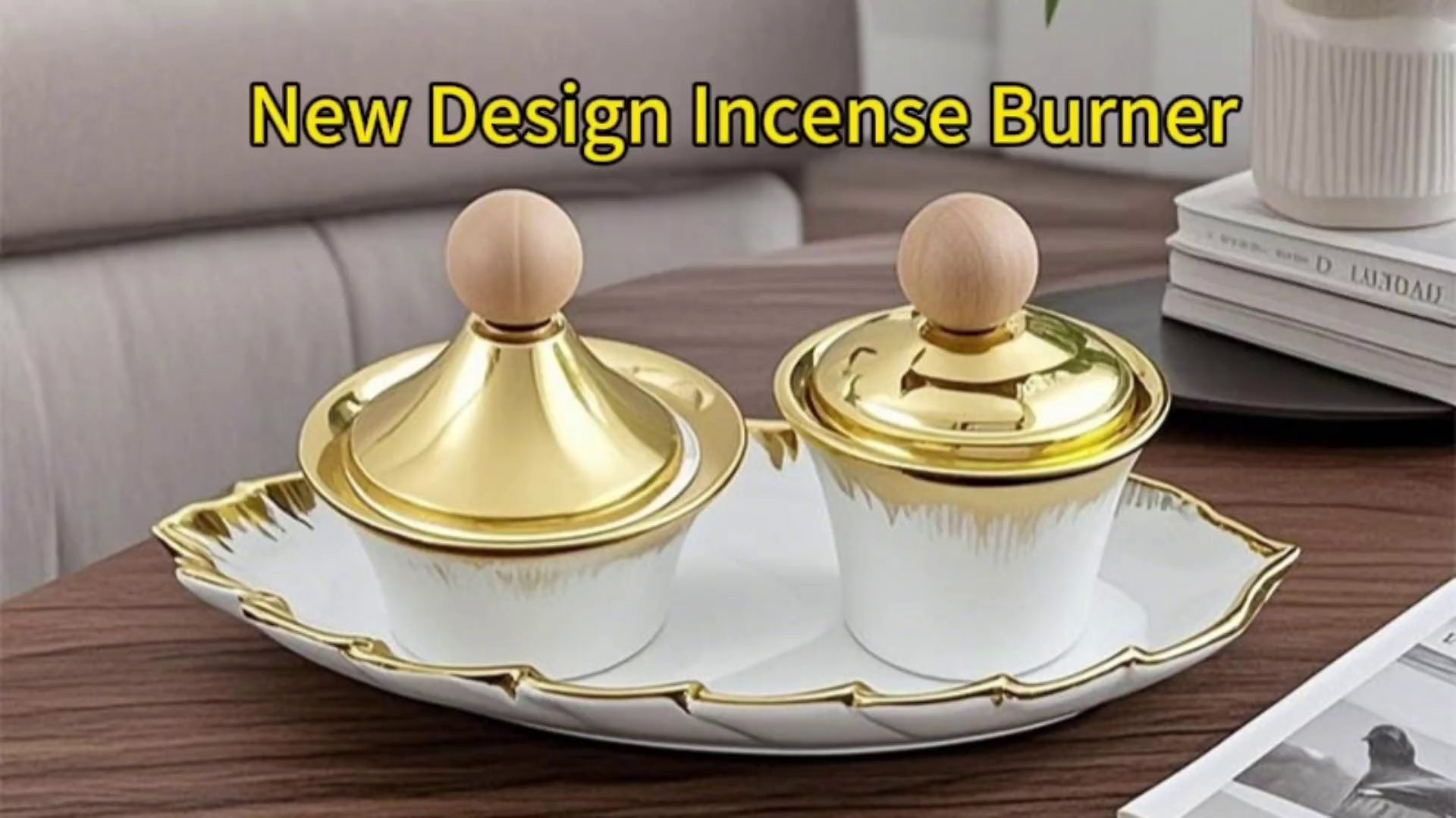 ceramic backflow incense burner，Ceramic aromatherapy container with tray，Fragrance Burner Holder