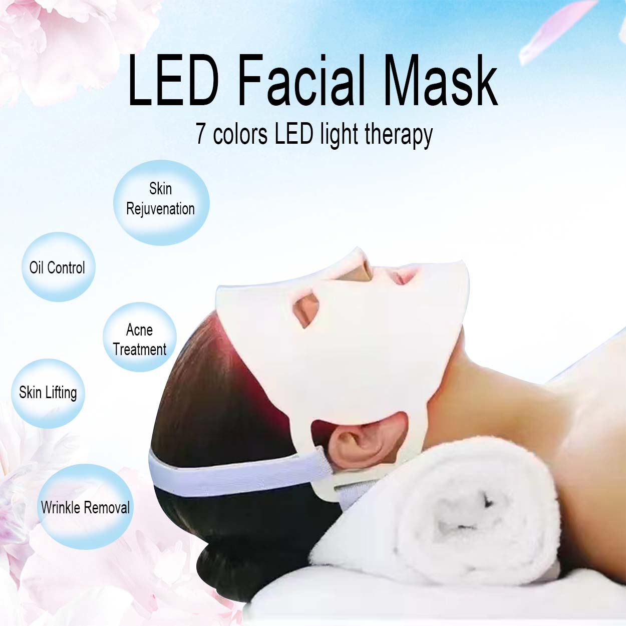 Masque facial LED, masques faciaux LED pour les soins de la peau des femmes, la luminothérapie du masque facial LED, Masque de soins de la peau LED Masque en matière de peau