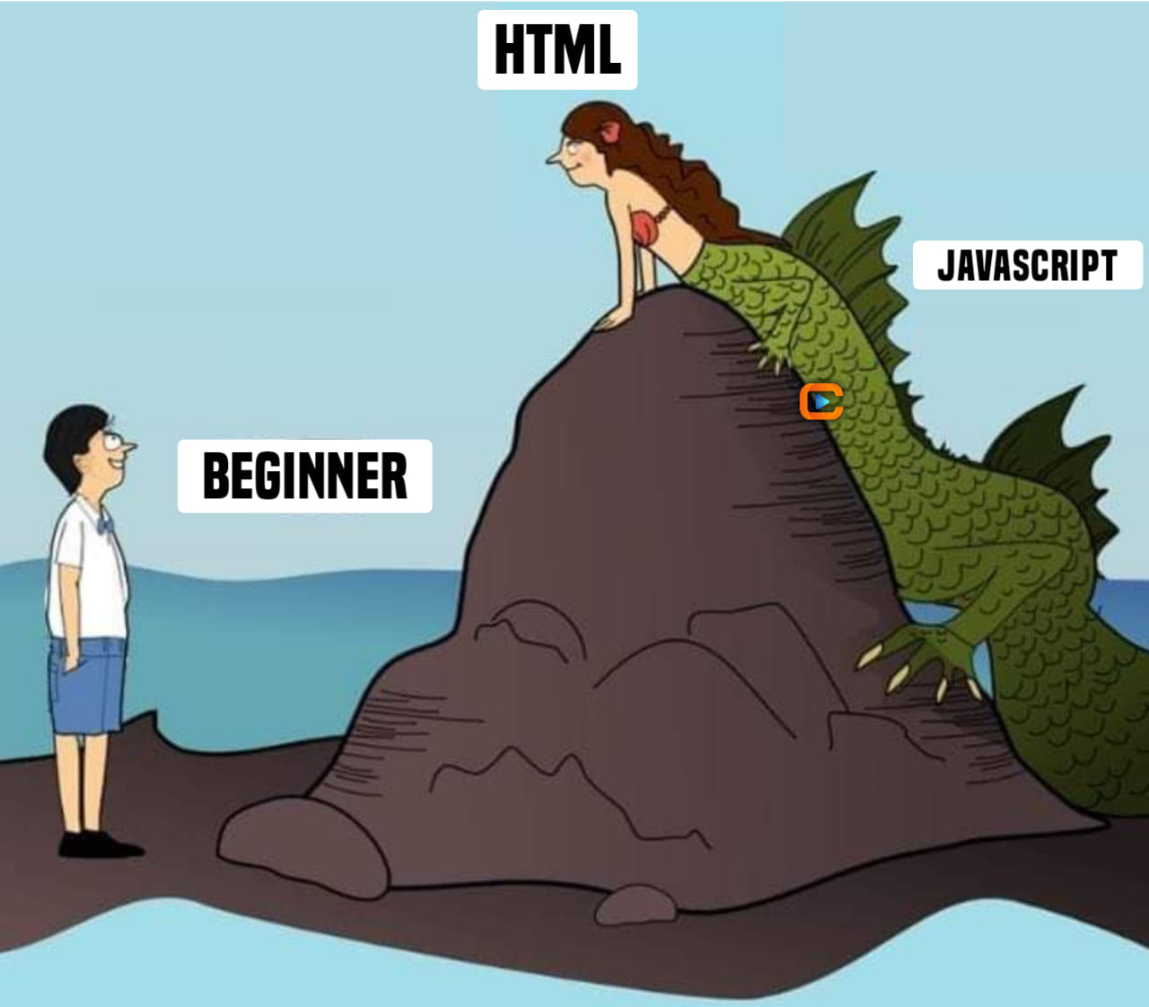 Funny learning web development illustration