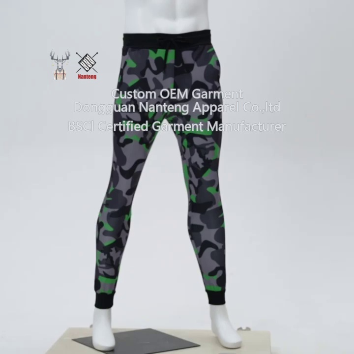 Custom Joggers, Polyester Close Fitting Joggers, Camouflage Digital Print Pattern Joggers, Mid Waist Pencil Joggers