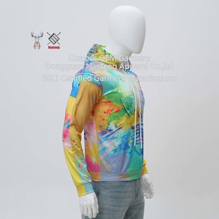 Custom Pullover Hoodie, 100%Polyester Sublimation Pullover Hoodie, Tie Dye Pattern Pullover Hoodie, Long Sleeve With Pockets Pullover Hoodie