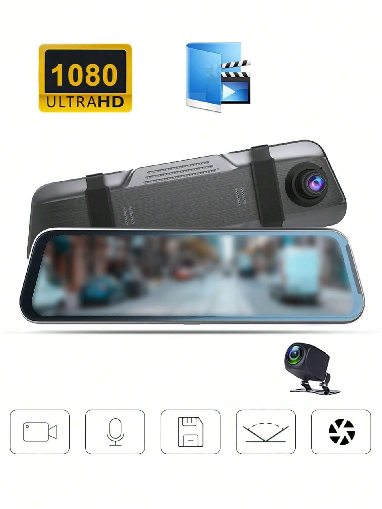 1pc HD Car Rearview Mirror Video Surveillance