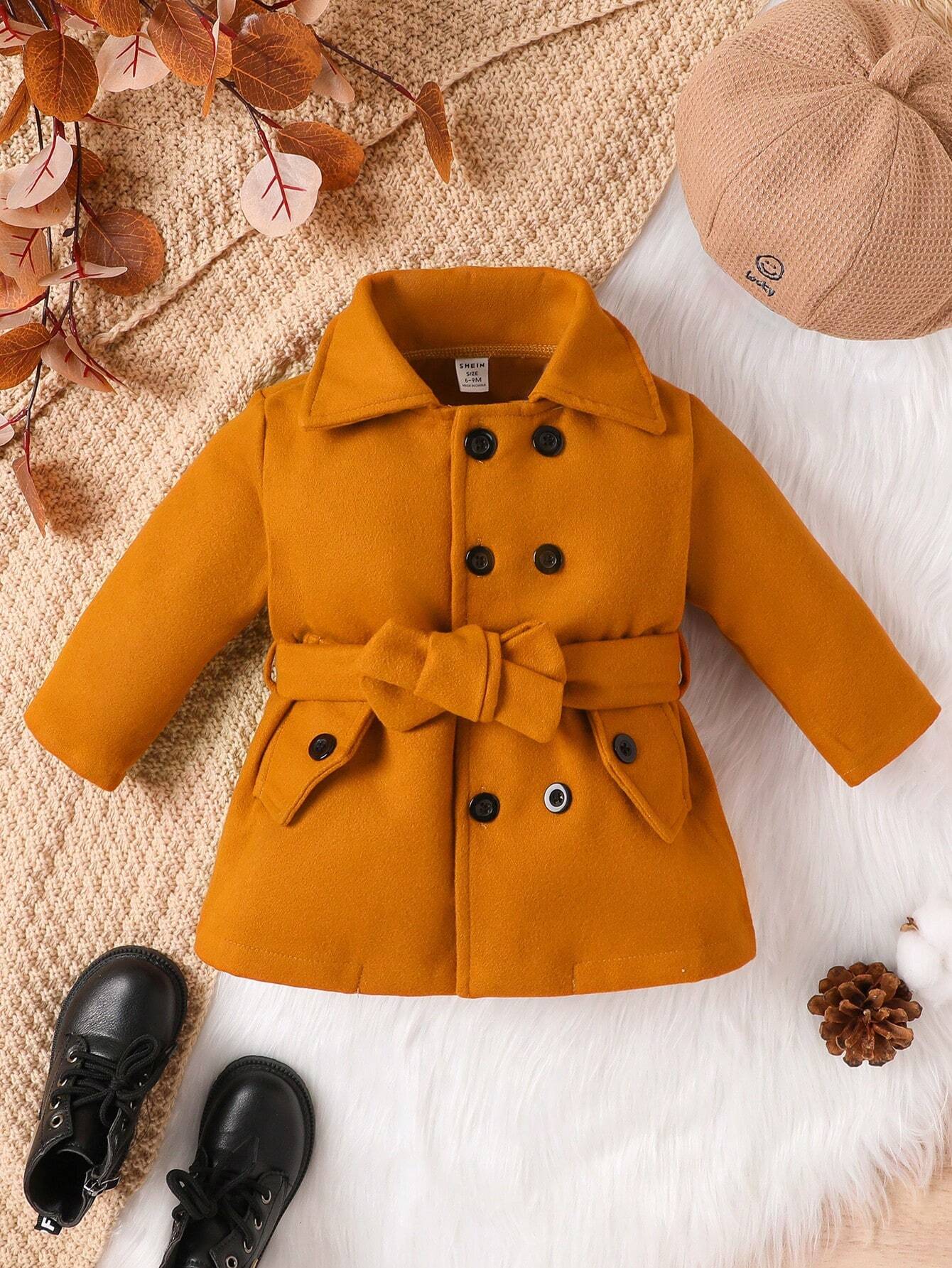 Baby Boy Double Breasted Belted Coat